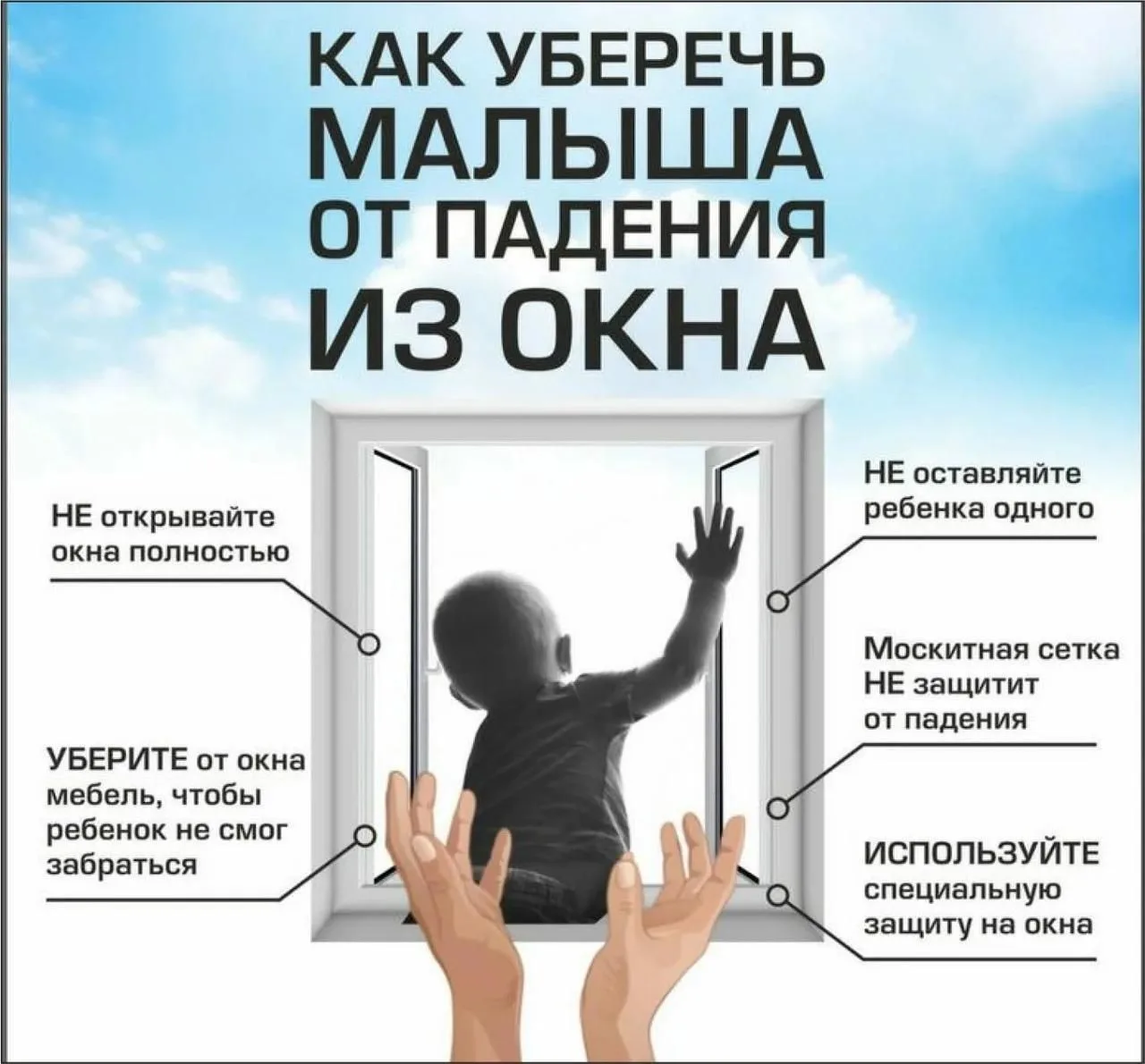 Помните, что забота о детях – это наша общая ответственность! Игры у окон, попытки выглянуть наружу 