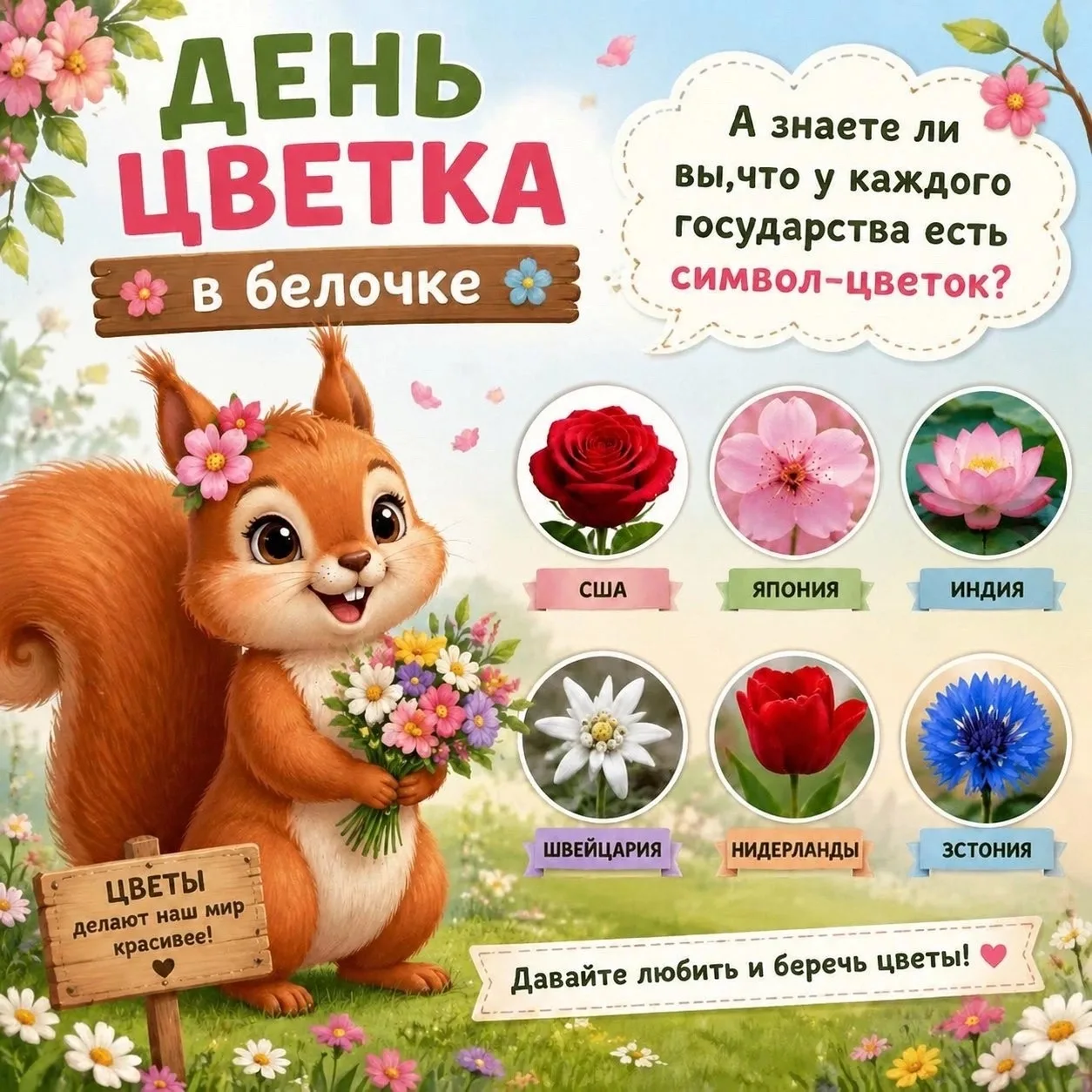 🌸🌼 А вы знали, что у каждой страны есть свой цветок-символ? 🤔✨
