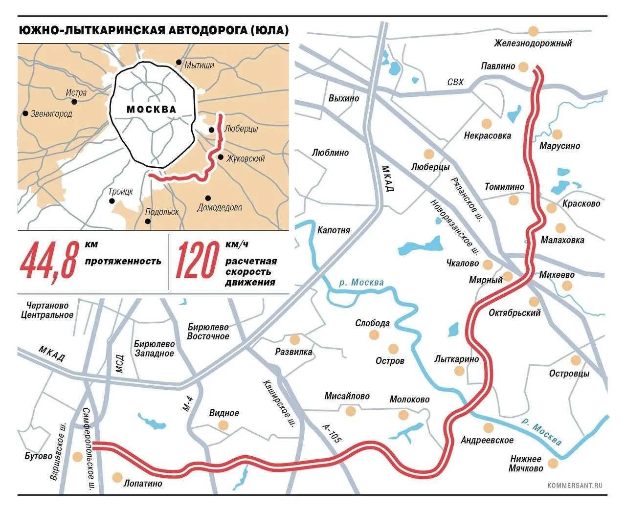 В Подмосковье открыли движение по юго-восточному дублеру МКАД