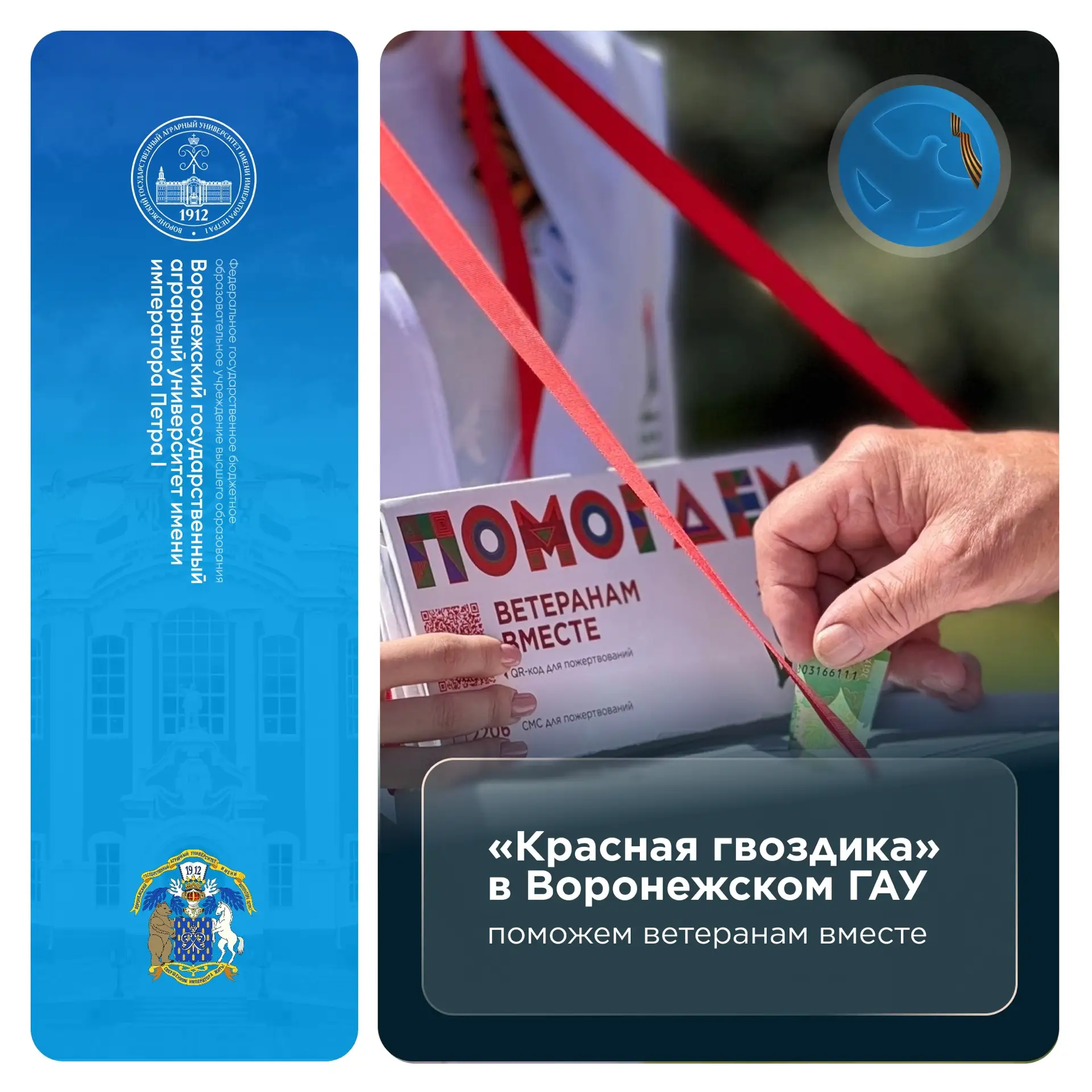🤝«Красная гвоздика» в ВГАУ: поможем ветеранам вместе    21 мая на большом перерыве на первом этаже г