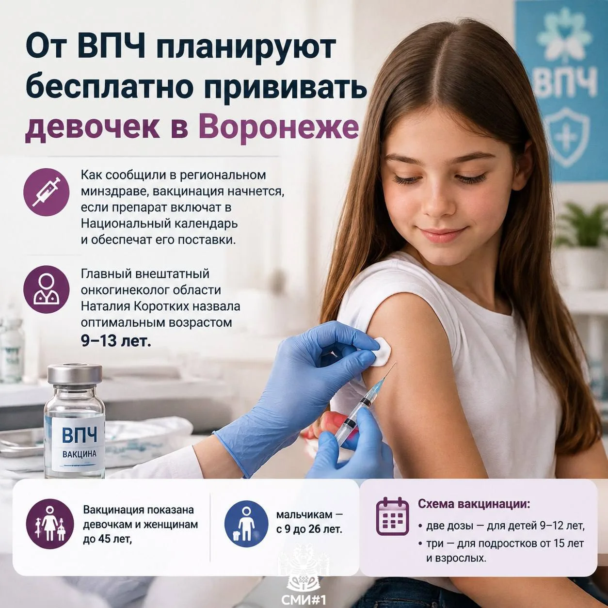💉 В Воронеже планируют прививать девочек от ВПЧ бесплатно
