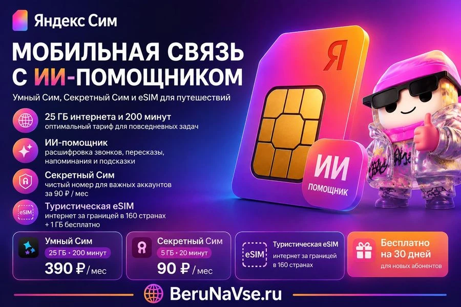 📲 Яндекс Сим — новый мобильный оператор Яндекса: тарифы, цены и 30 дней бесплатно