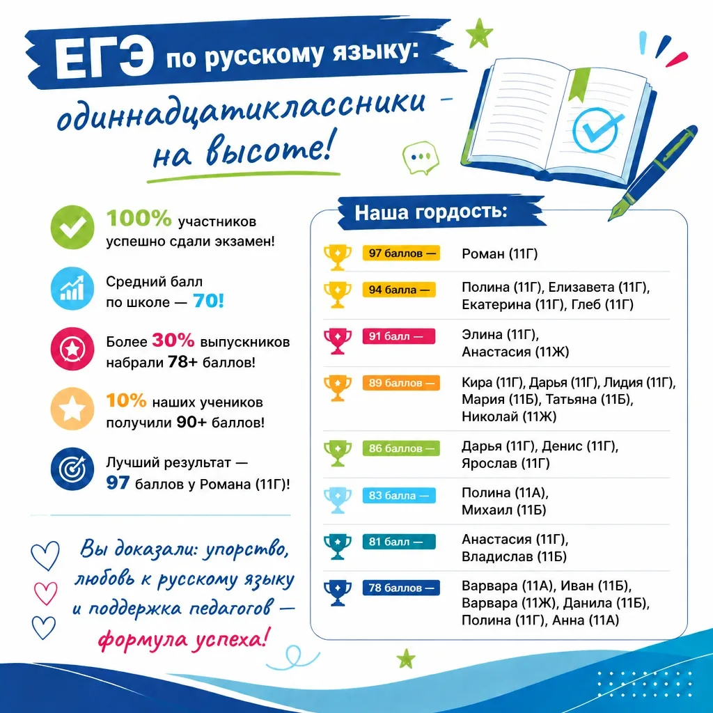 🌟 ЕГЭ по русскому языку: одиннадцатиклассники — на высоте!

Стали известны результаты ЕГЭ по русско