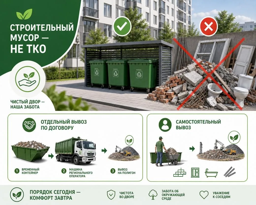 Строительный мусор: что делать, чтобы двор не превратился в свалку? 🏗️🚯