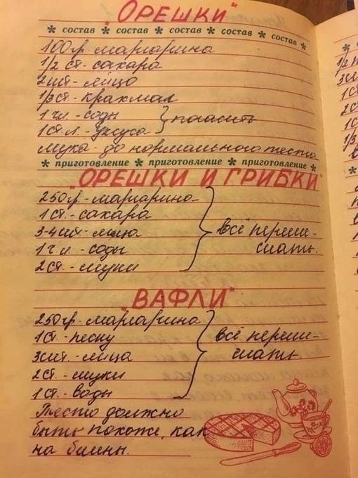 Признавайтесь, у кого была такая тетрадка с рецептами?