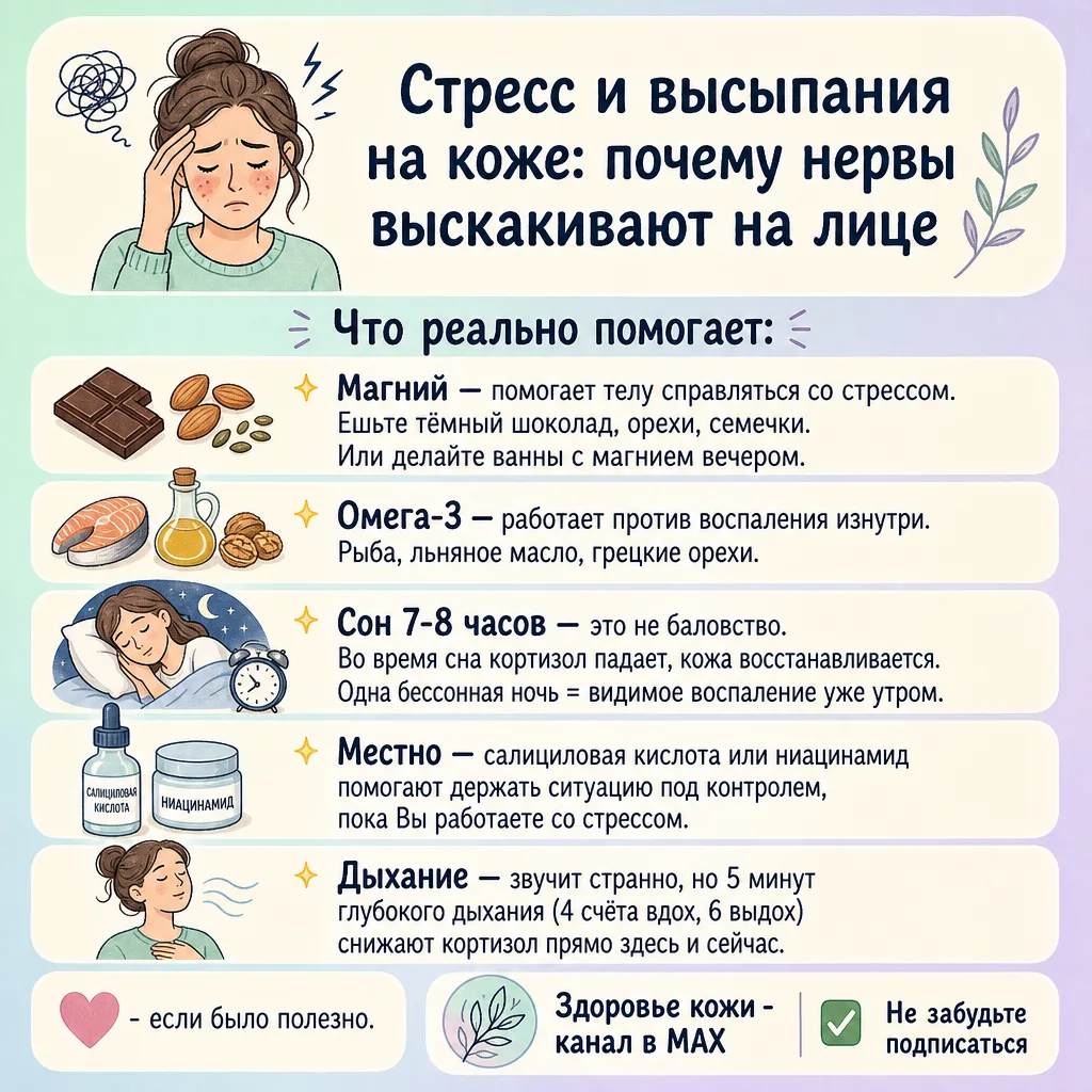 🧠 Стресс и высыпания на коже: почему нервы "выскакивают" на лице