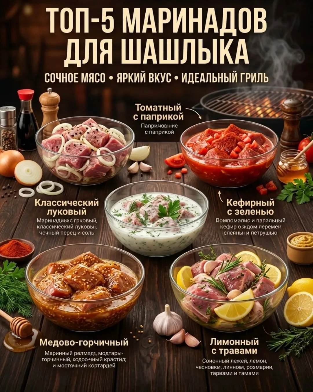 5 маринадов для шашлыка, которые реально делают мясо сочнее 🔥