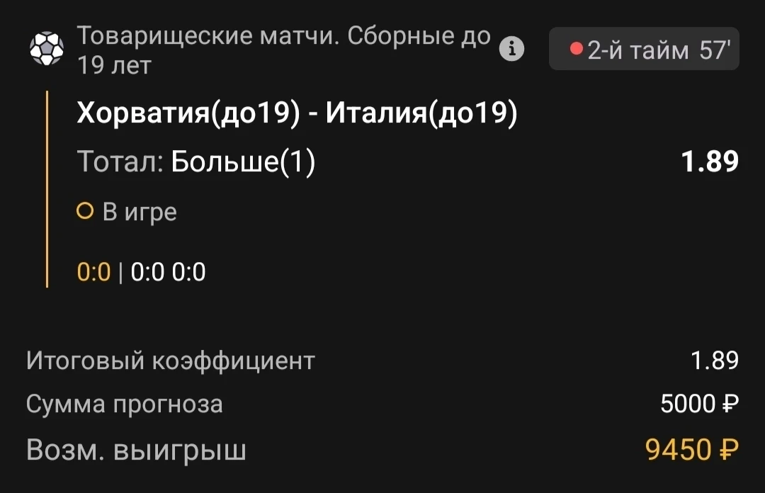 Тотал 0.5-1 (Б)