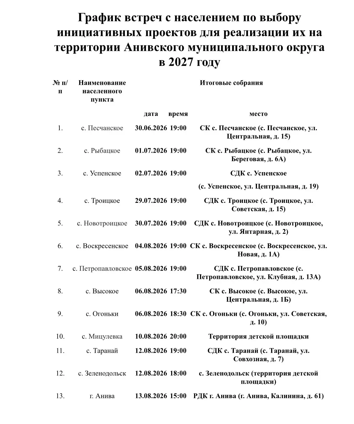 Уважаемые жители Анивского округа!

У вас есть возможность внести свой вклад в преображение нашего р