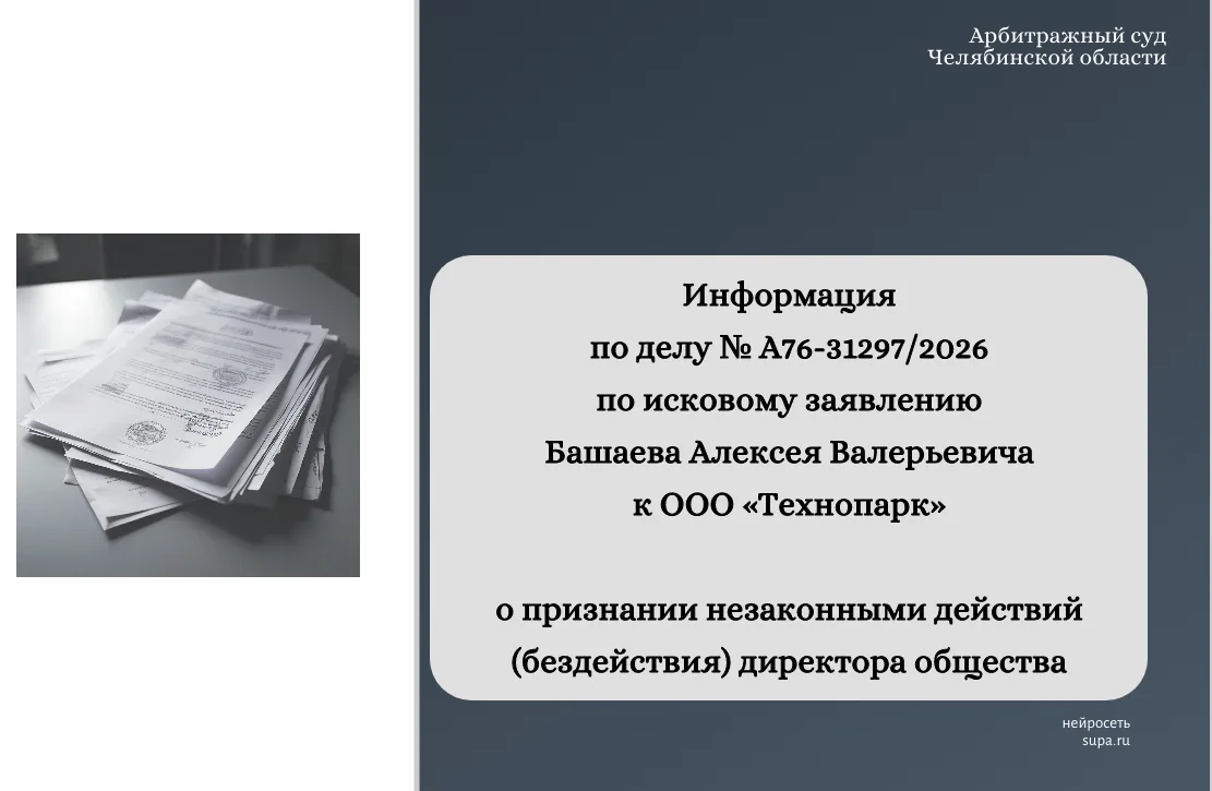 ⚖️   Информация по делу № А76-31297/2026