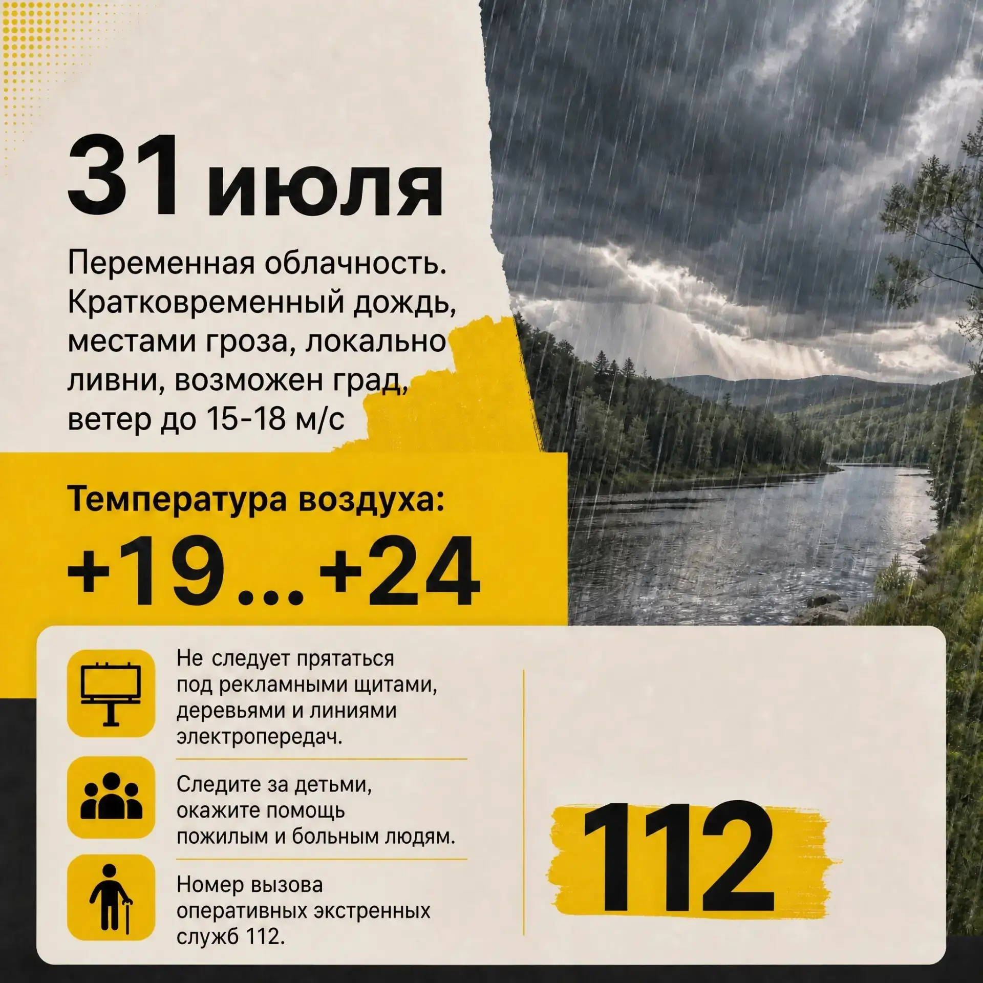 Прогноз погоды на 31 июля