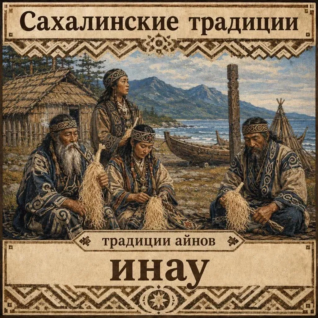 Сахалинские традиции: обряд инау

☝️ Инау — это ритуальные стружки из дерева, которые айны, коренной