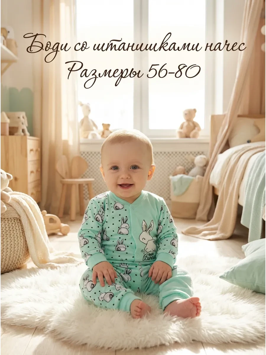 ⚡️ Боди со штанишками для малыша с начесом, Карапуззики