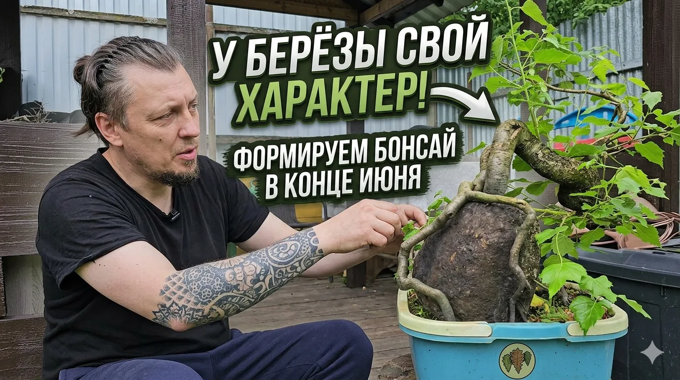😝 У берёзы свой характер! Формируем бонсай в конце июня