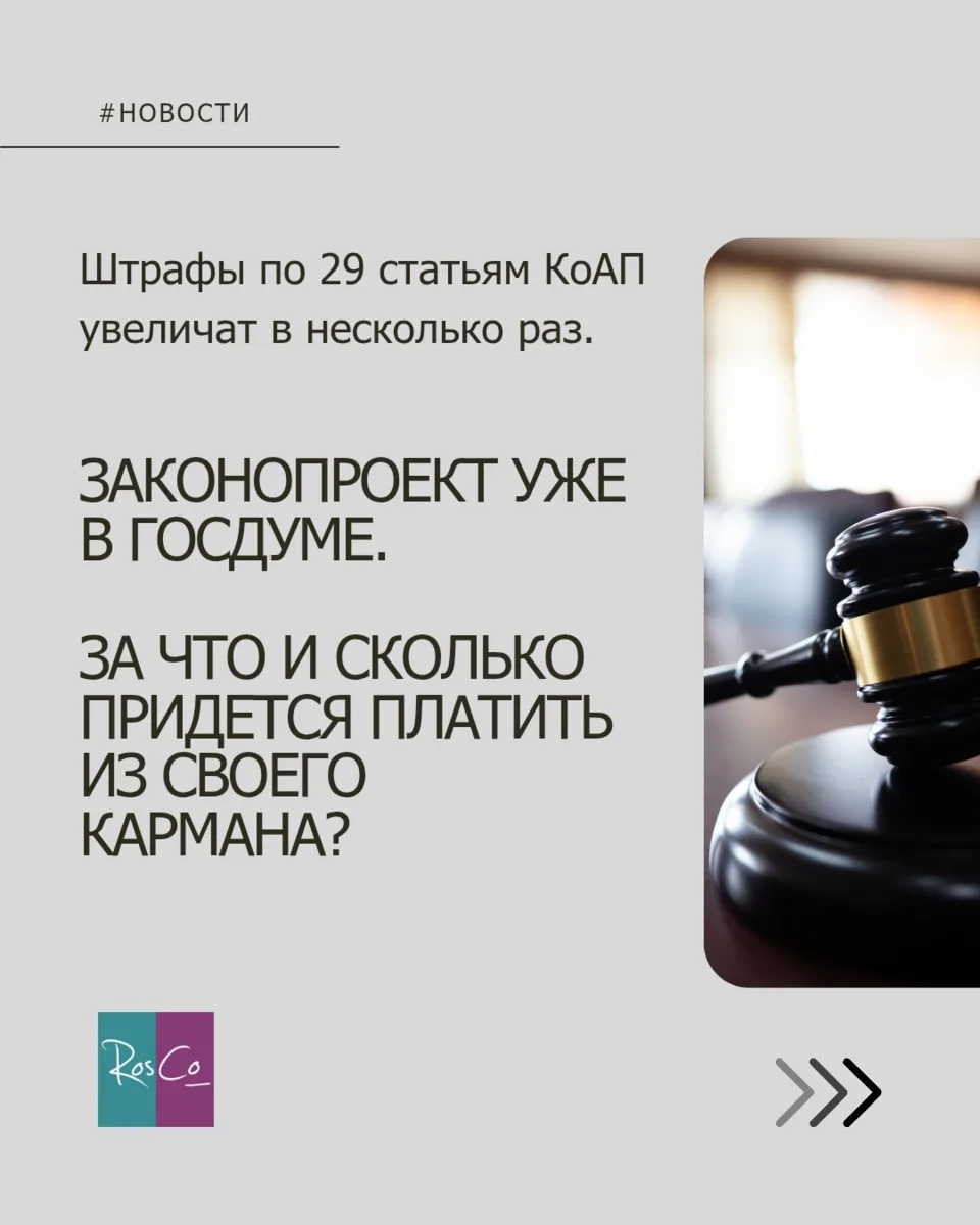 Штрафы по 29 (!) статьям КоАП увеличат в несколько раз #чеклист