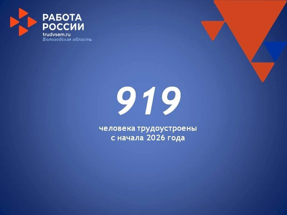 О ситуации на рынке труда Вологодской области.   С начала года трудоустроены 919 человек, в том числ