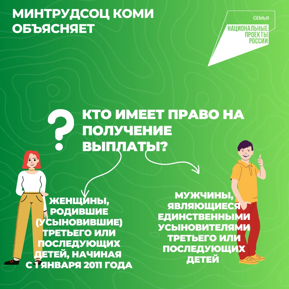 Национальный проект «Семья»: в Коми при рождении или усыновлении третьего или последующего ребенка с