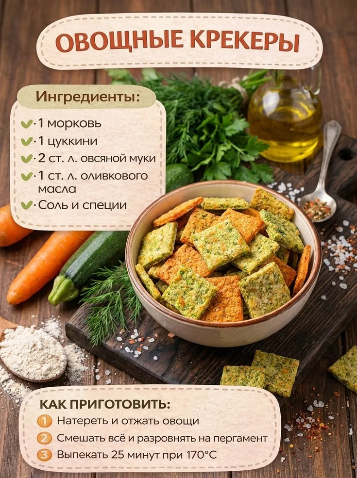🥕 Овощные крекеры из моркови и цукини — хрустящие и полезные!