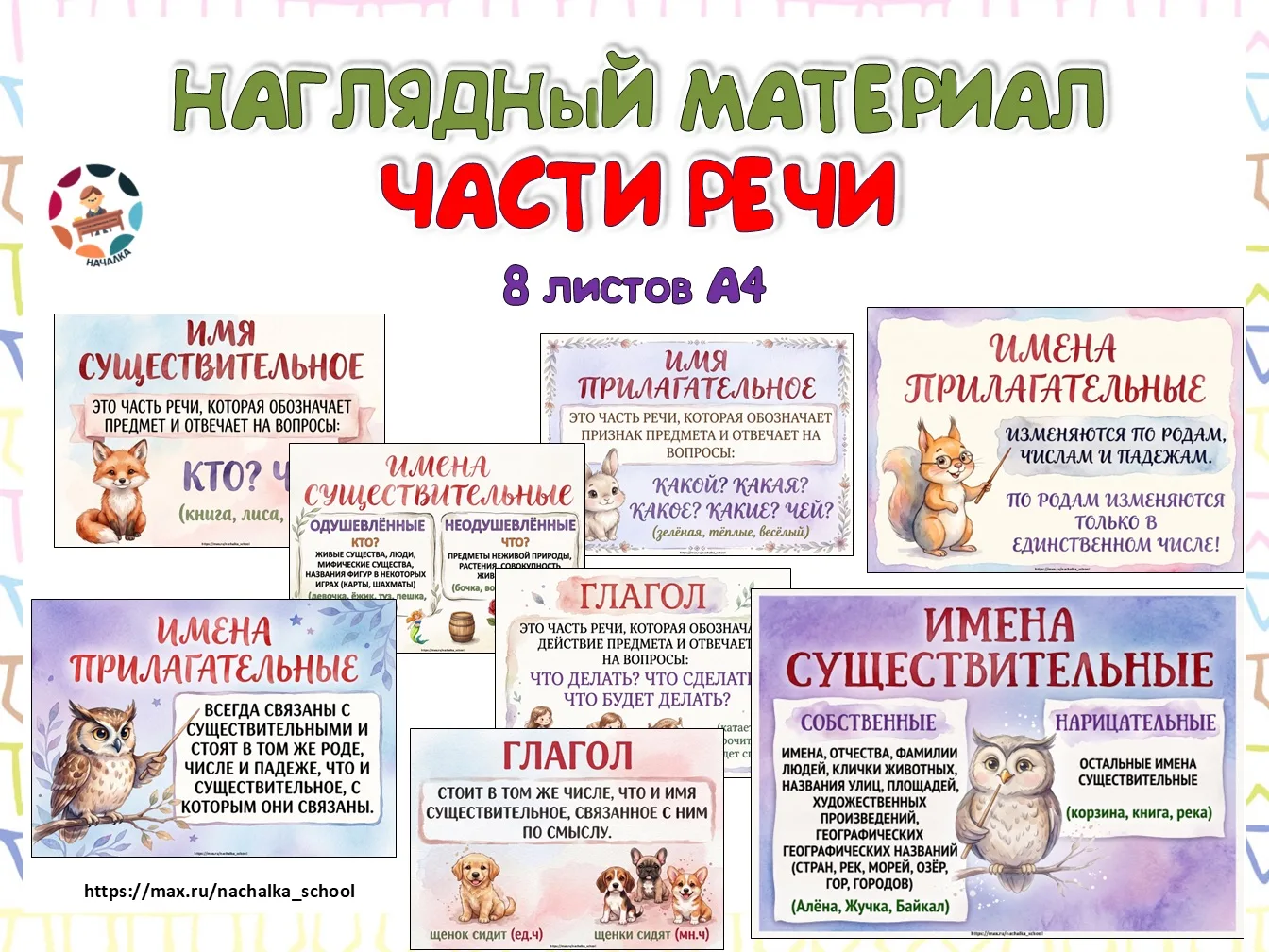 Наглядный материал по русскому языку «Части речи»

🖨 К печати 8 листов А4

📍PDF файл для скачивани