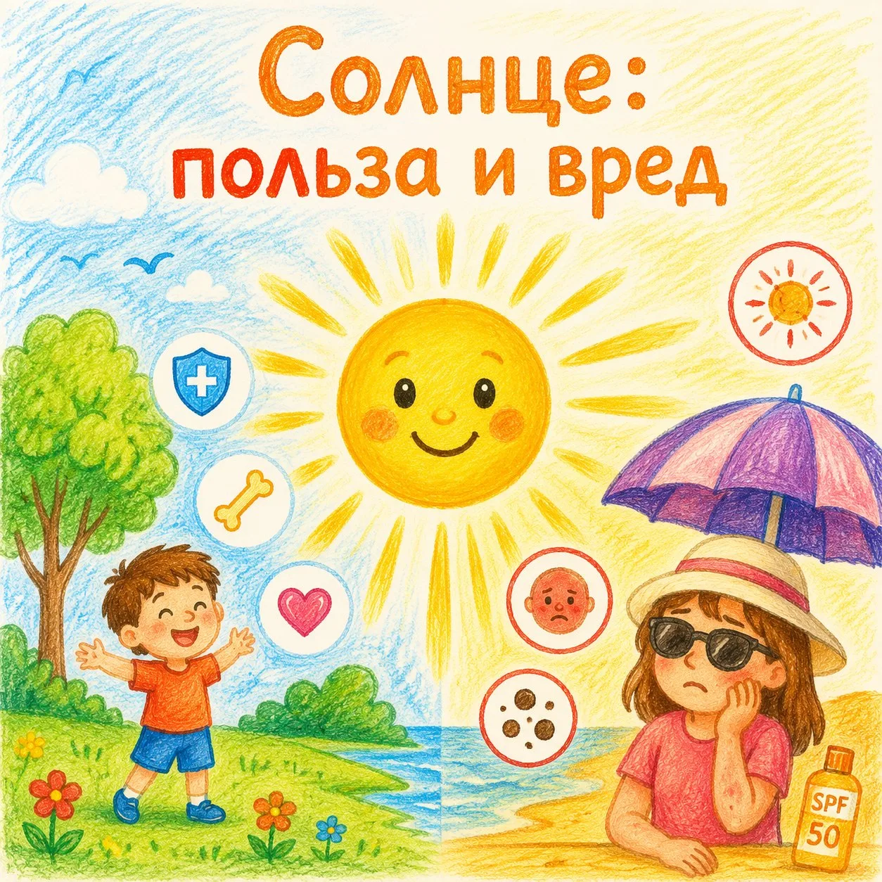 ☀️🕶️ Сегодня в средней группе прошла познавательная беседа на тему «Солнце — польза и ...