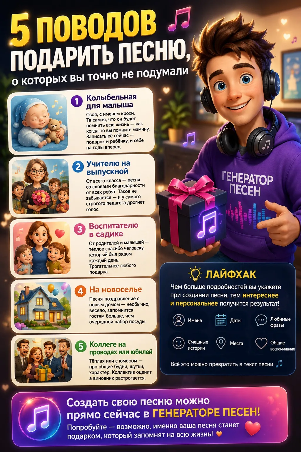 🎁 5 поводов создать и подарить песню, о которых вы точно не подумали