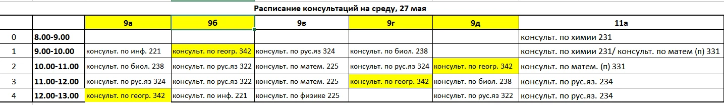 Дополнения к расписанию консультаций