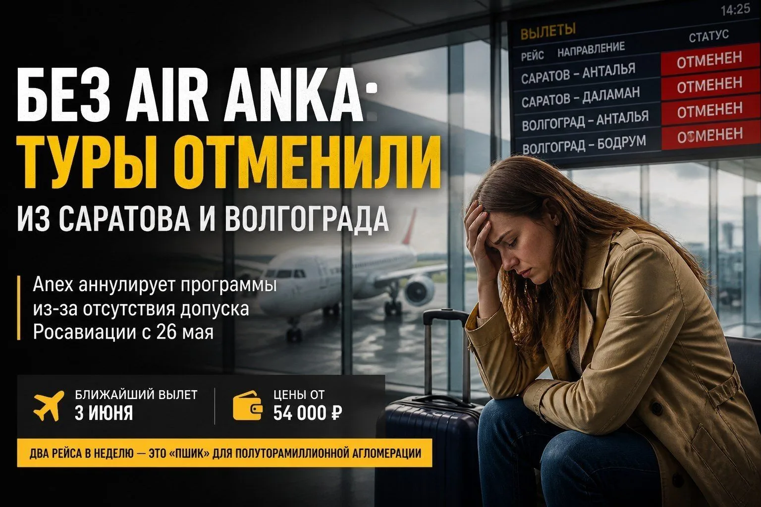 ✈️ Без Air Anka: из Саратова и Волгограда туры отменили