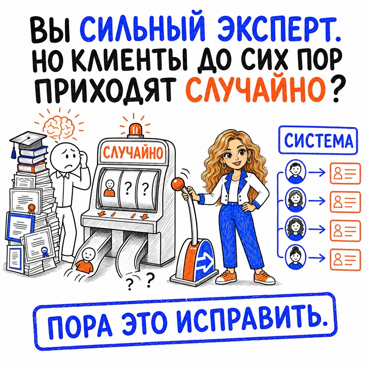 ВЫ СИЛЬНЫЙ ЭКСПЕРТ. НО КЛИЕНТЫ ДО СИХ ПОР ПРИХОДЯТ СЛУЧАЙНО?