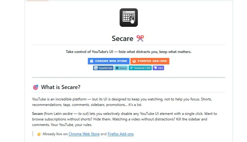 Secare — возьмите под контроль пользовательский интерфейс YouTube — спрячьте то, что ва...