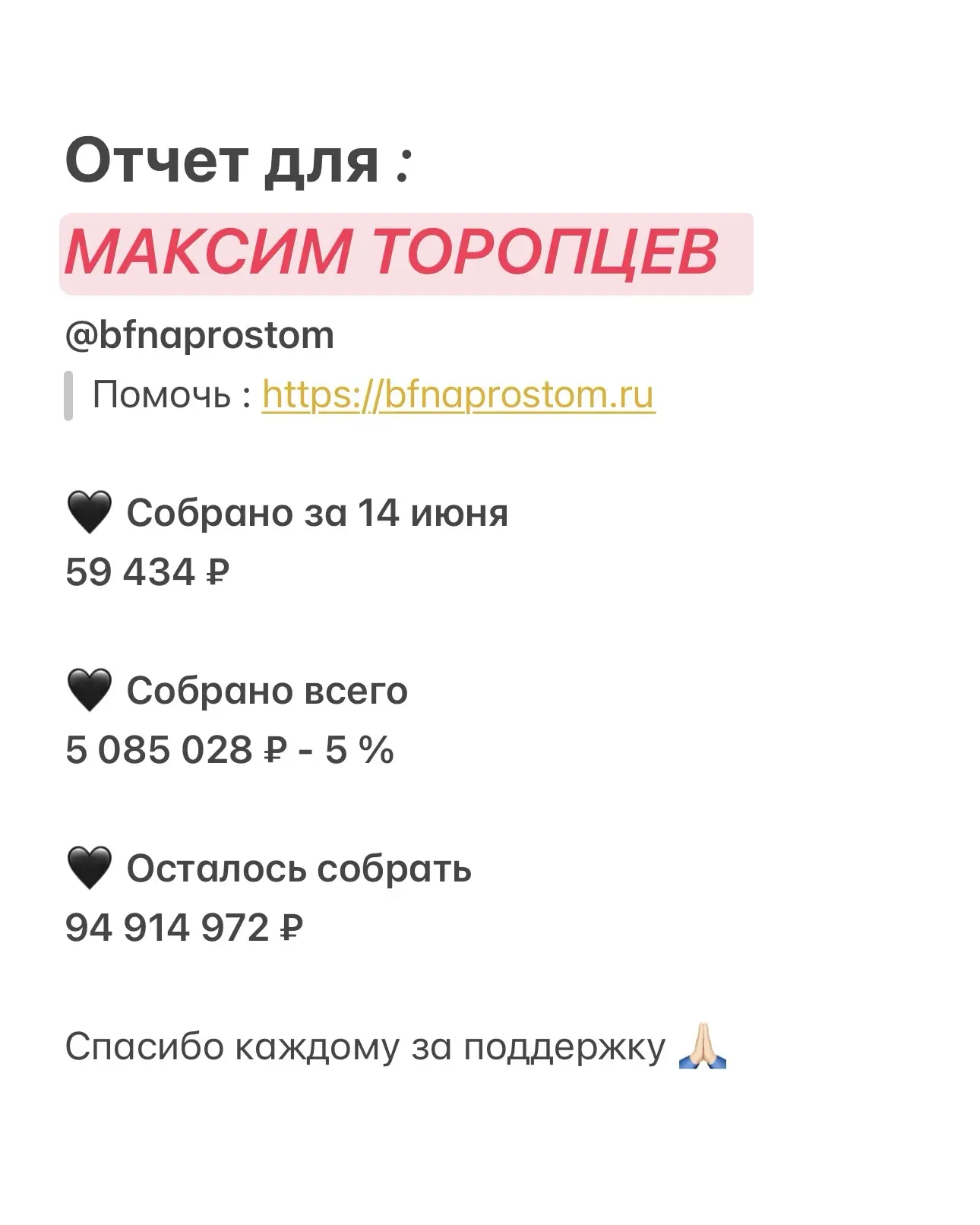 Именно сейчас, в этот момент, ваша поддержка и помощь нужна Максиму больше всего. Спасибо всем вам! 