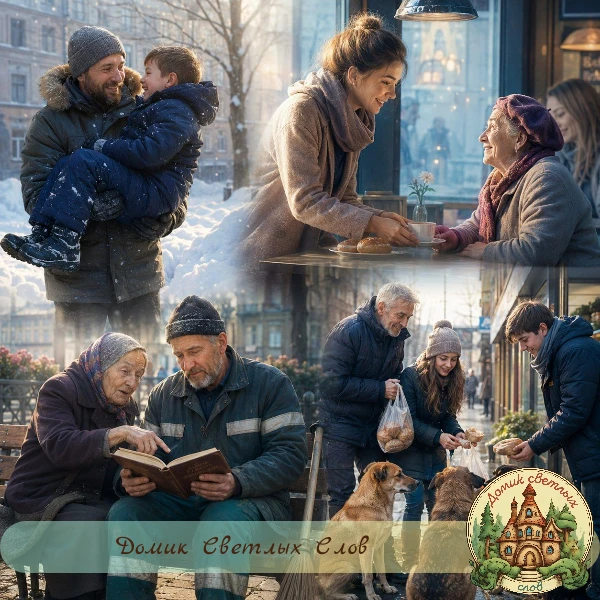 7 историй о настоящих человеческих поступках 💞

📌 Шел мой папа как-то зимой, а снега тогда намело,