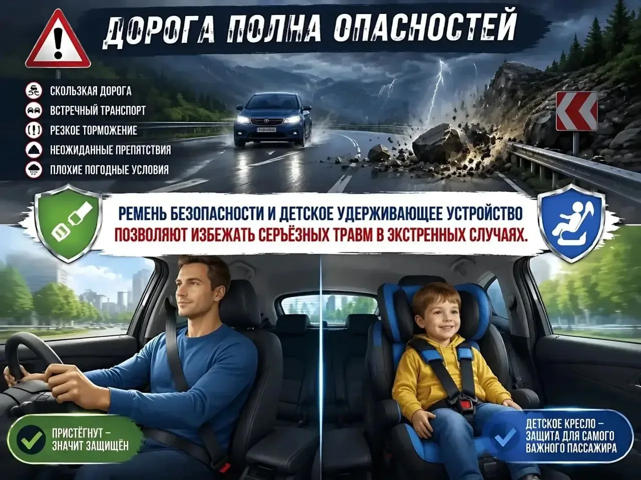 Пристегнуться = быть в безопасности: Напоминание о важности использования ремней безопа...