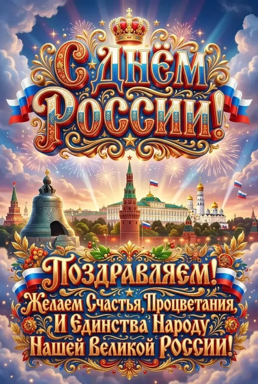 Сердечно поздравляем всех жителей нашей великой страны, России, и каждого уголка нашей необъятной Ро