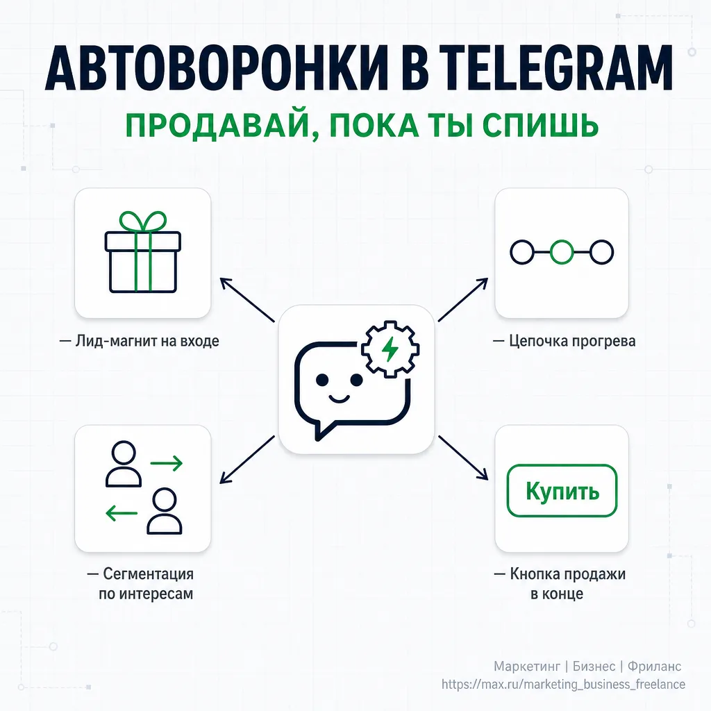 Автоворонки в Telegram или MAX Как продавать, пока ты спишь  Ручные продажи в личке — это работа на 