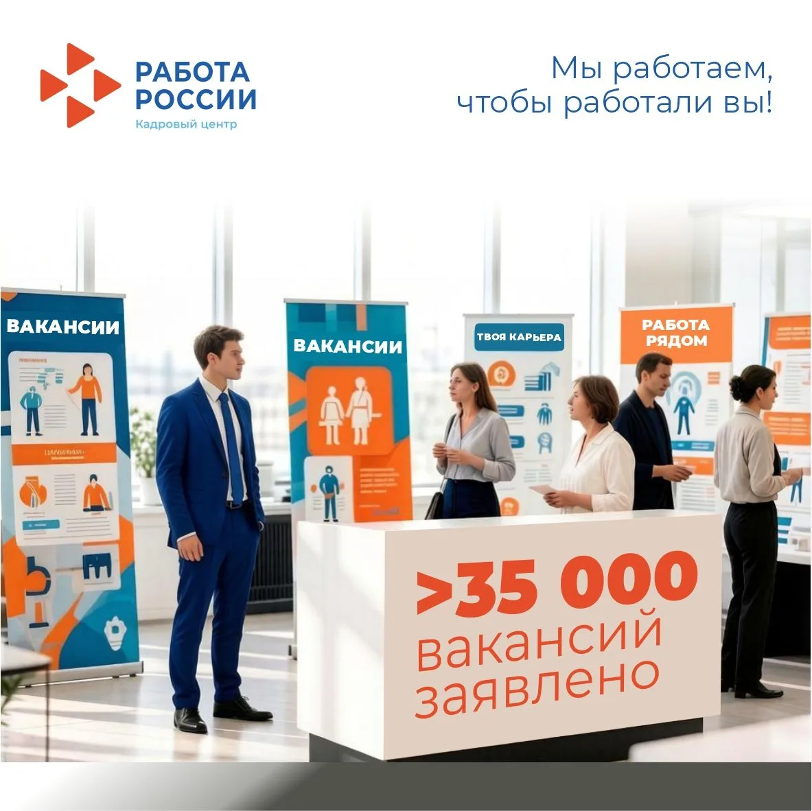 Более 35 000 вакансий поступило в Кадровый центр «Работа России» в 2026 году
