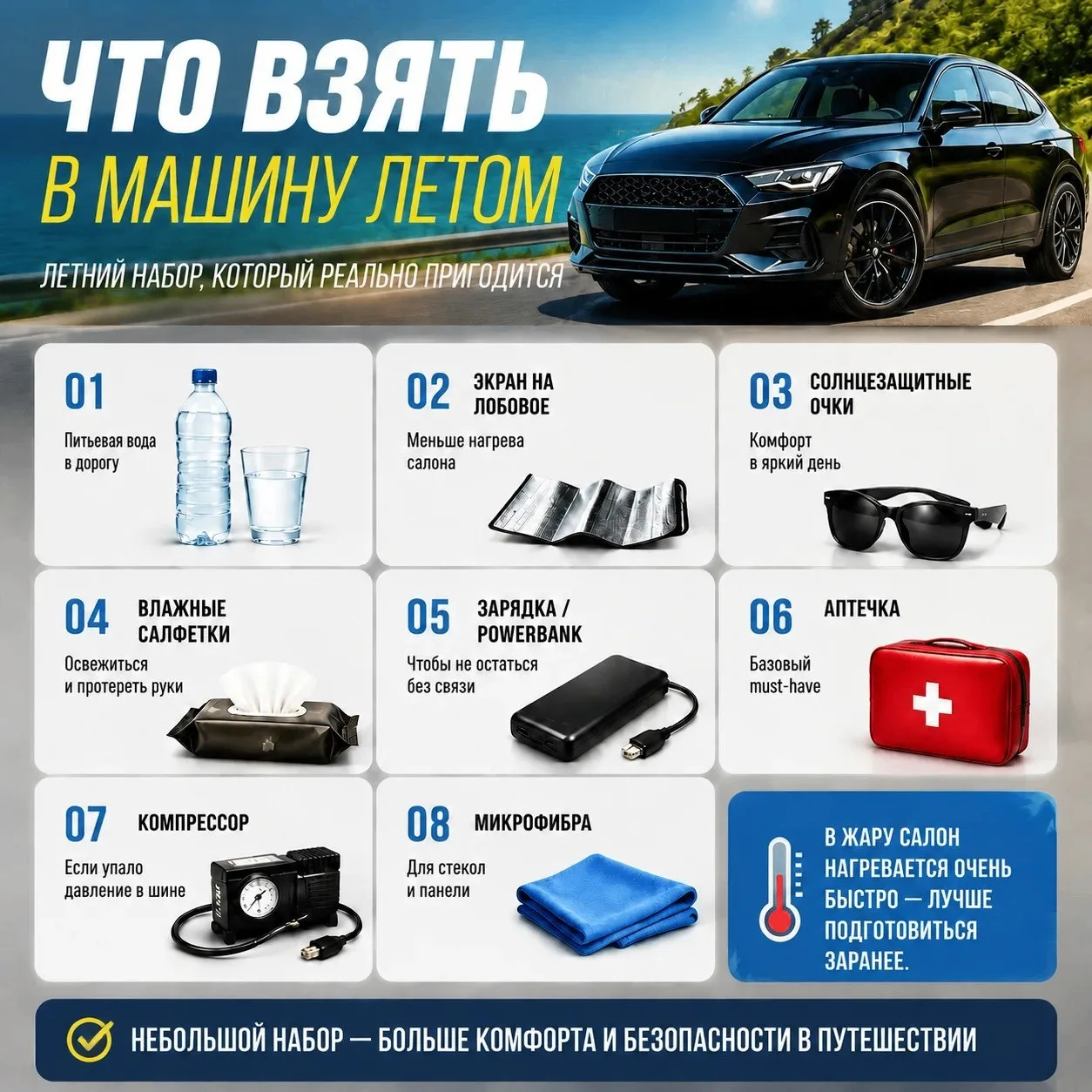 Что должны быть в машине летом? ☀️