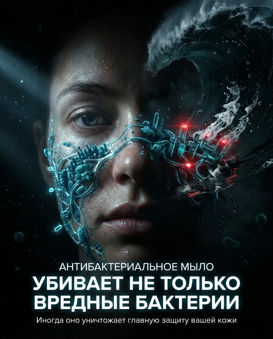 АНТИБАКТЕРИАЛЬНОЕ МЫЛО УБИВАЕТ НЕ ТОЛЬКО ВРЕДНЫЕ БАКТЕРИИ.