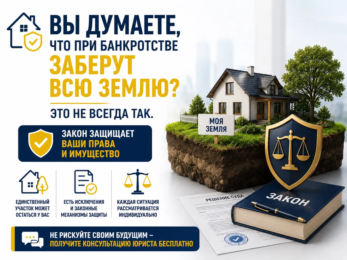 🏚 Вы думаете, что при банкротстве заберут вообще всю землю? Это не всегда так.

Существует устойчив