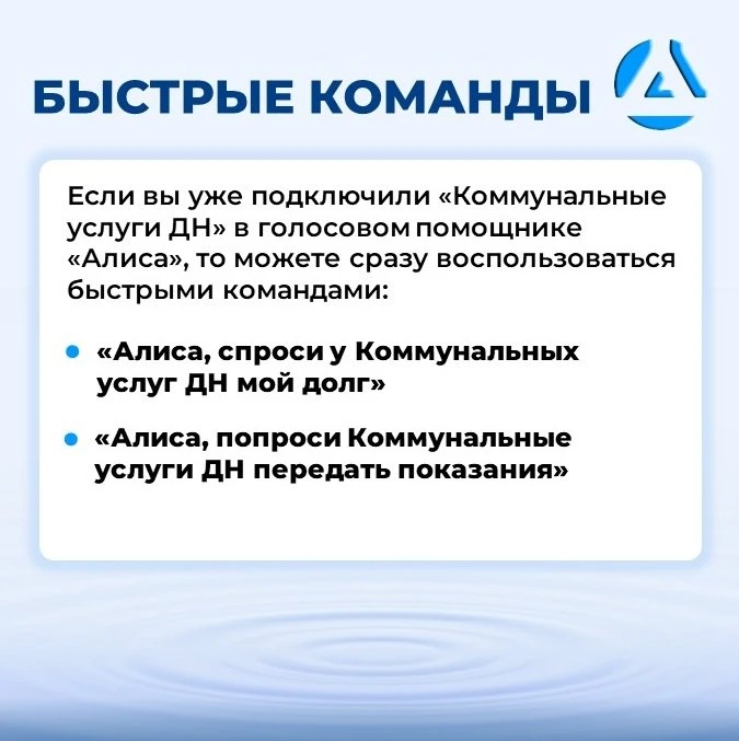 ✅Для удобства жителей личный кабинет "Коммунальные услуги ДН" доступен в голосовом помощнике "Алиса"