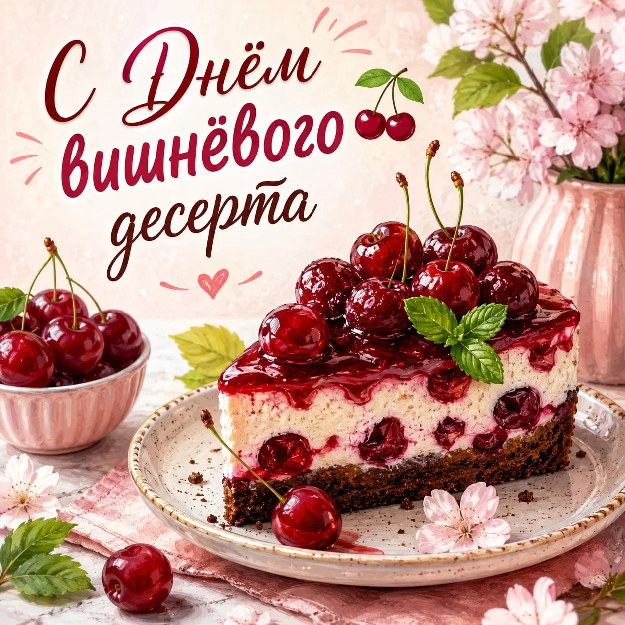 🍒✨ 26 мая — День вишнёвого десерта ✨🍰  Сегодня сладкоежки отмечают вкусный и ароматный праздник — Де