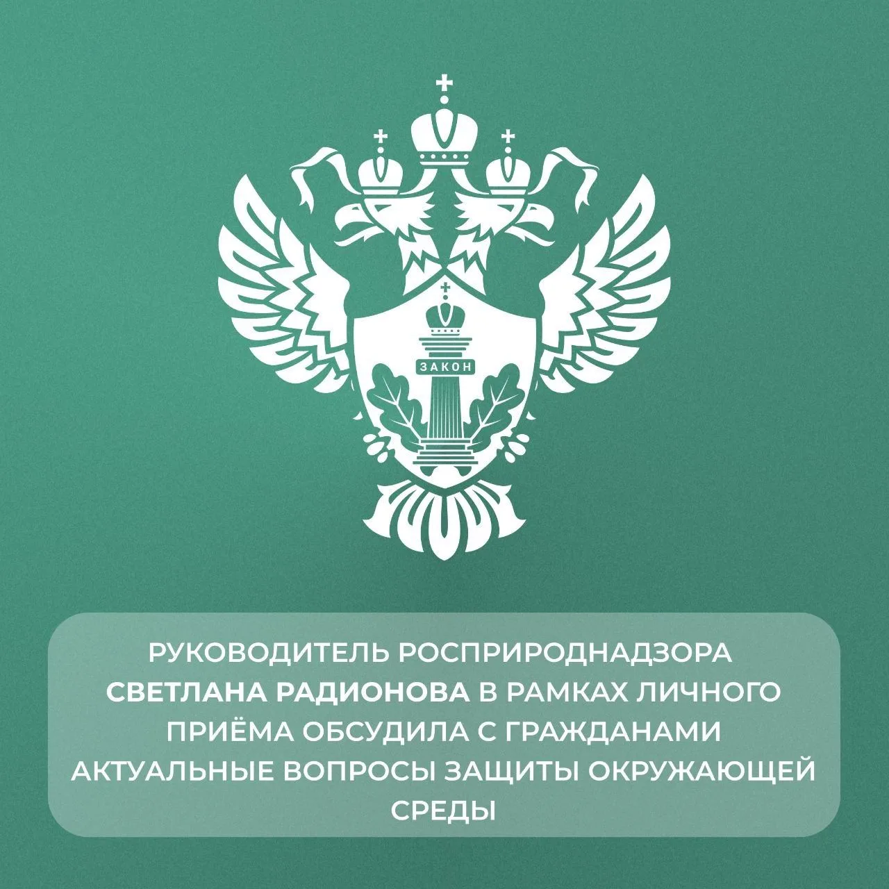 Руководитель Росприроднадзора Светлана Радионова в рамках личного приёма обсудила с гра...