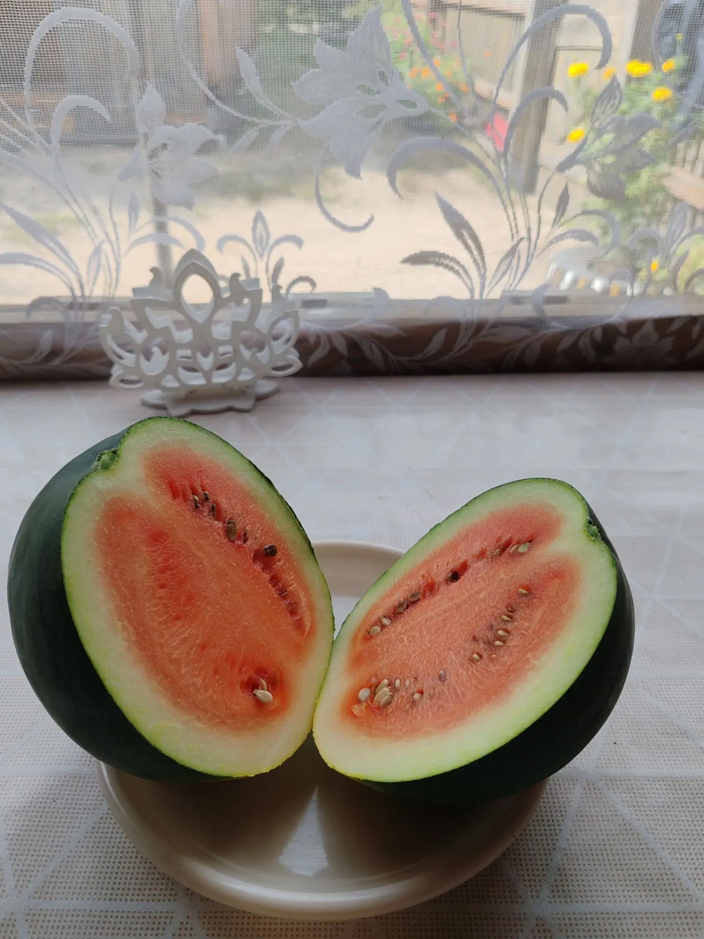 Сегодня сорвали и отведали первый арбузик со своего огорода. 🍉