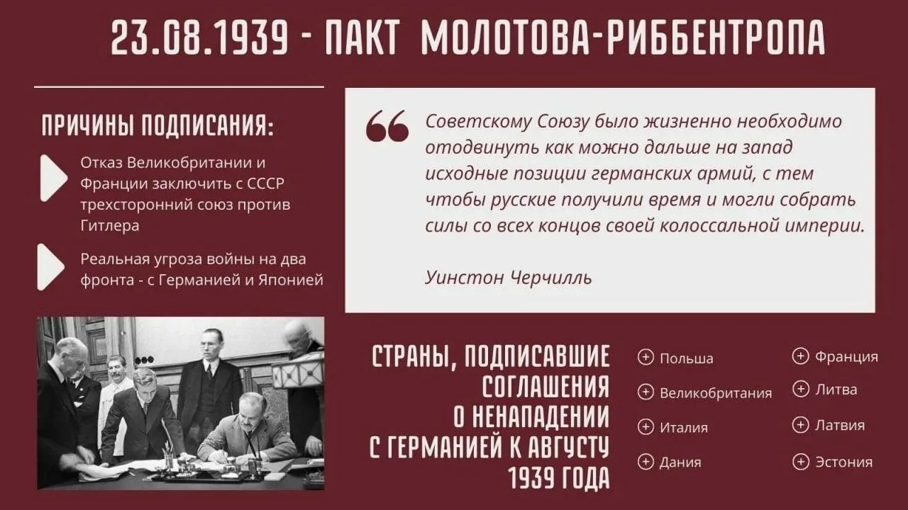 ✅ 23 августа 1939 года в Москве подписали договор о ненападении между СССР и Германией.