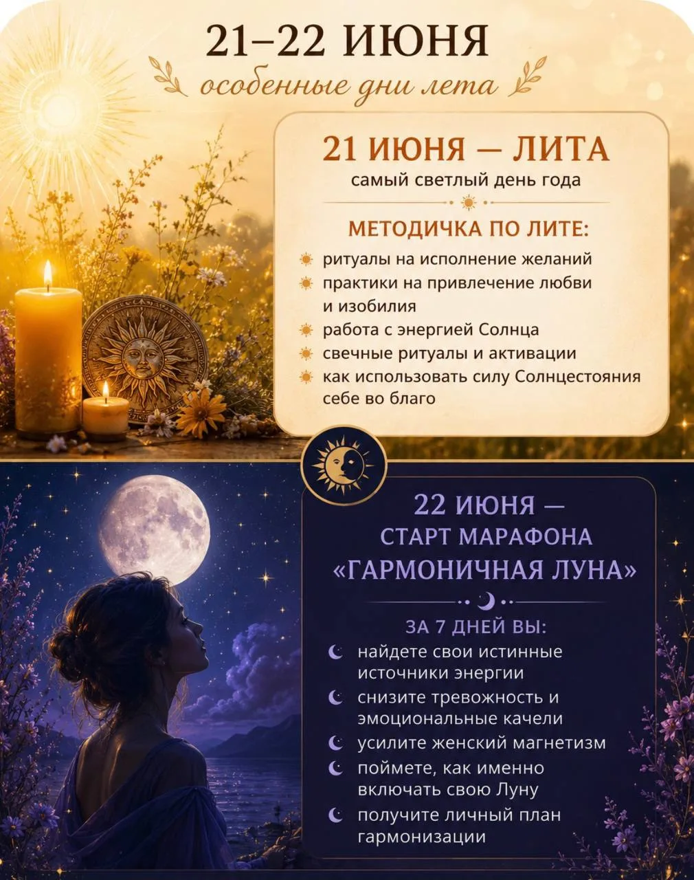 💫21 и 22 июня — два особенных дня, которые идут друг за другом не случайно💫

⭐️21 июня нас ждет Ли