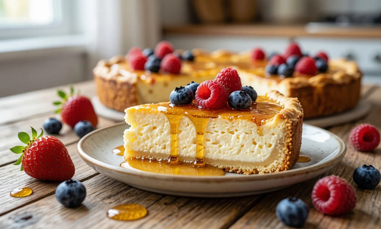 Рецепт: пирог без печи — творог, мёд и ягоды 🥧🍯🫐