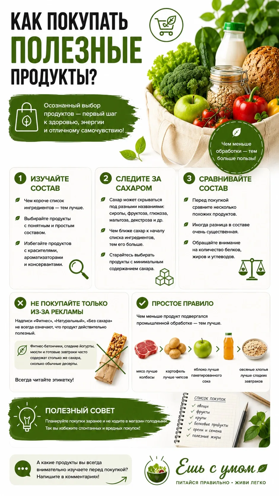 Как научиться покупать действительно полезные продукты?