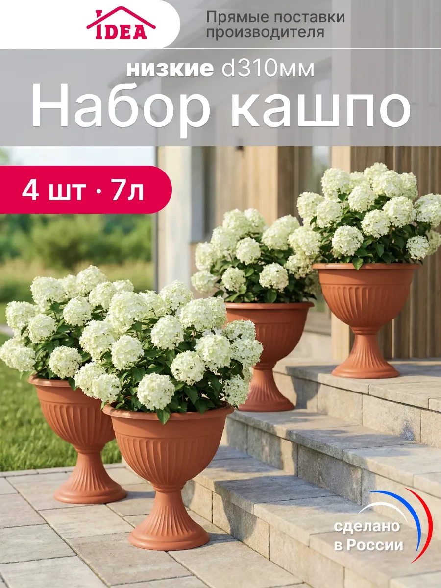 Кашпо для цветов уличное на ножке 7л набор 4шт Idea