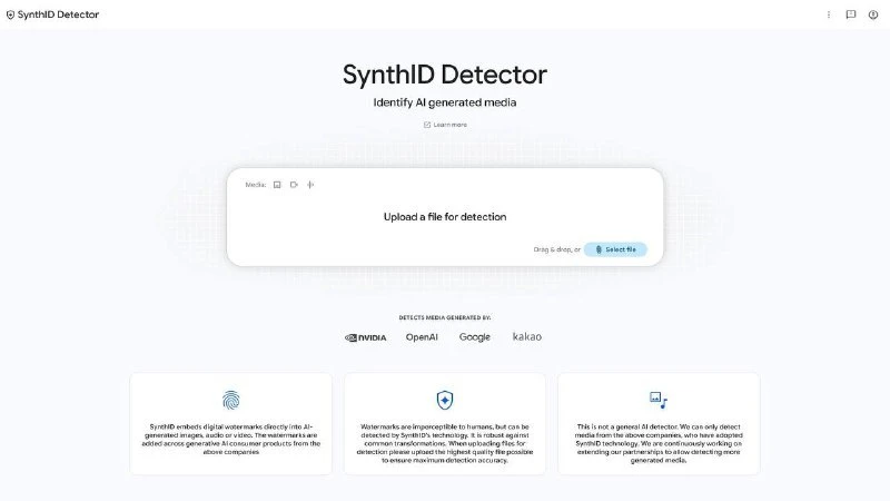 Проверяем контент на ИИ — Google запустила для проверки специальный сайт SynthID Detect...