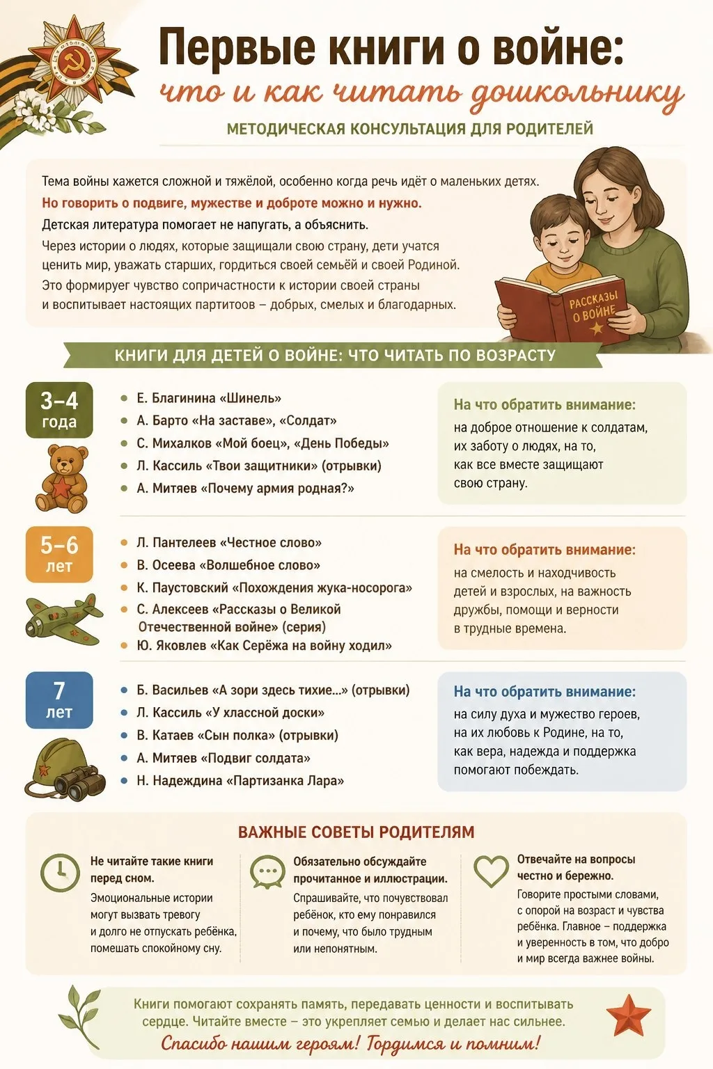 🪖📖🎶Нужно ли читать дошкольникам книги о войне и слушать военные песни?