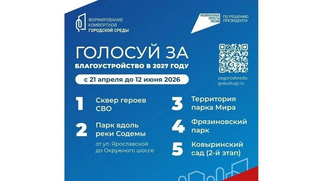 До 12 июня продолжается всероссийское онлайн-голосование за объекты благоустройства.
У вологжан есть